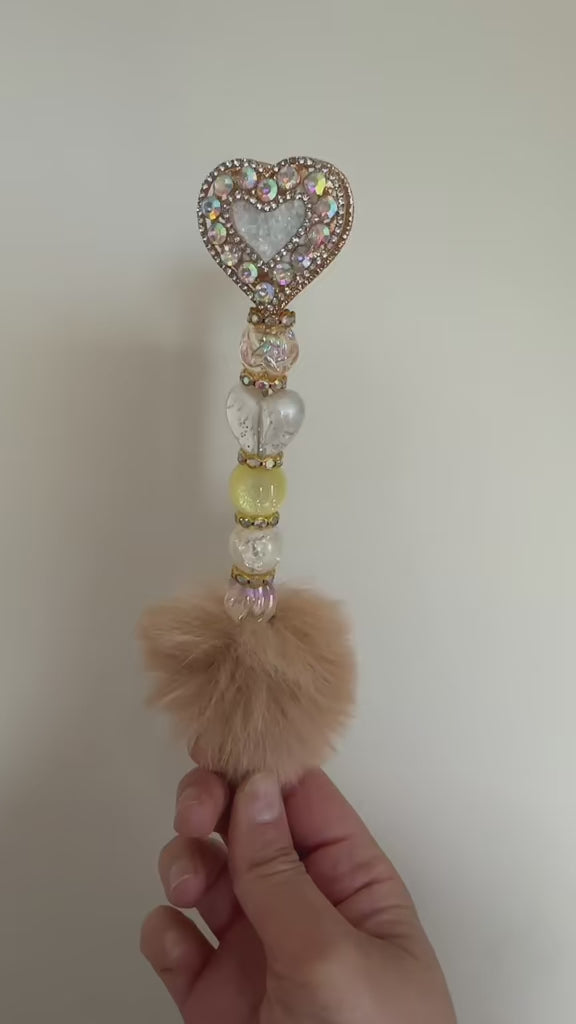 Handmade Fluffy Heart Beadable Pen